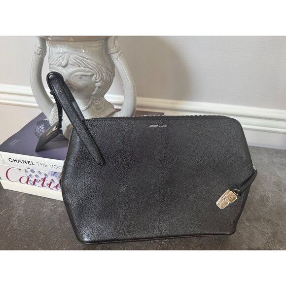 Agnona Leather Handbag Clutch Bag Black - Picture 1 of 15